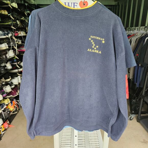 Classic Blue Crewneck Sweater with Embroidered Detail - Picture 1 of 4
